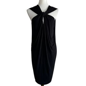 Vanessa Bruno Black Silk Draped Front Dress in Size 2